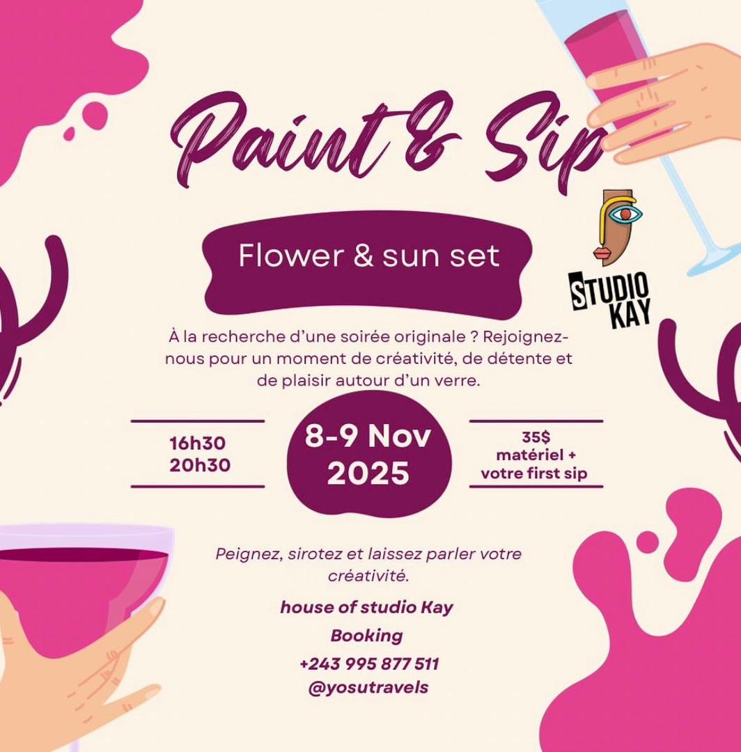 Paint et Sip - Flower  et Sunset