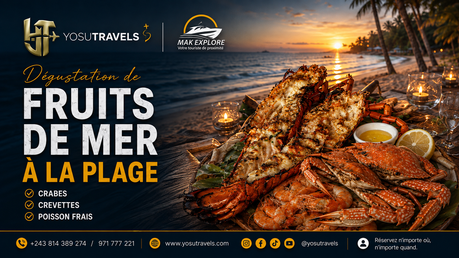 Dégustation de fruits de mer à la plage
